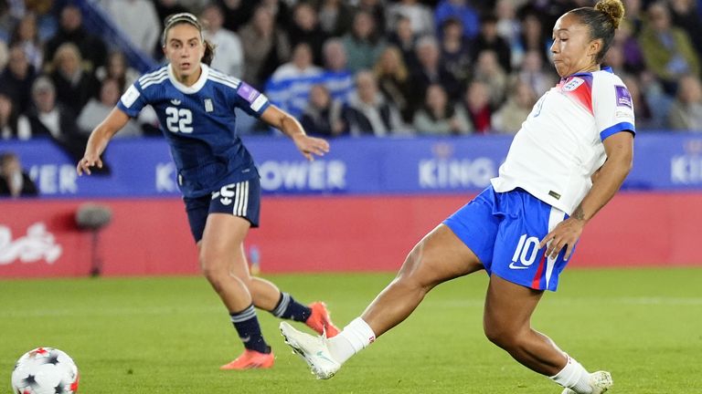 James scores her first goal