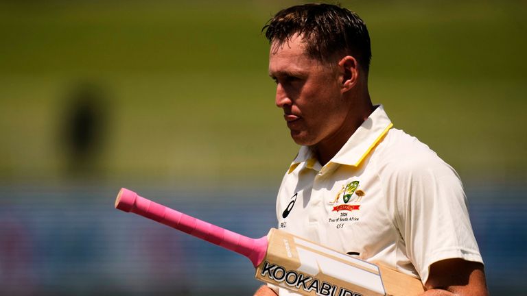 Marnus Labuschagne made 37 runs off 58 deliveries before he was pinned lbw by Wiaan Mulder
