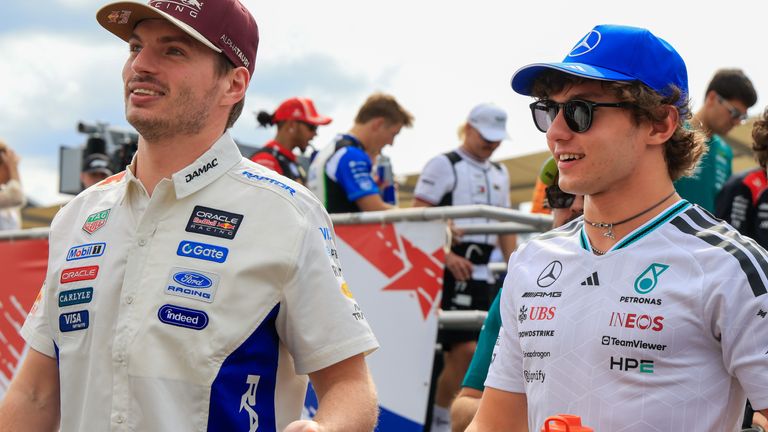 Max Verstappen and Kimi Antonelli before the US GP