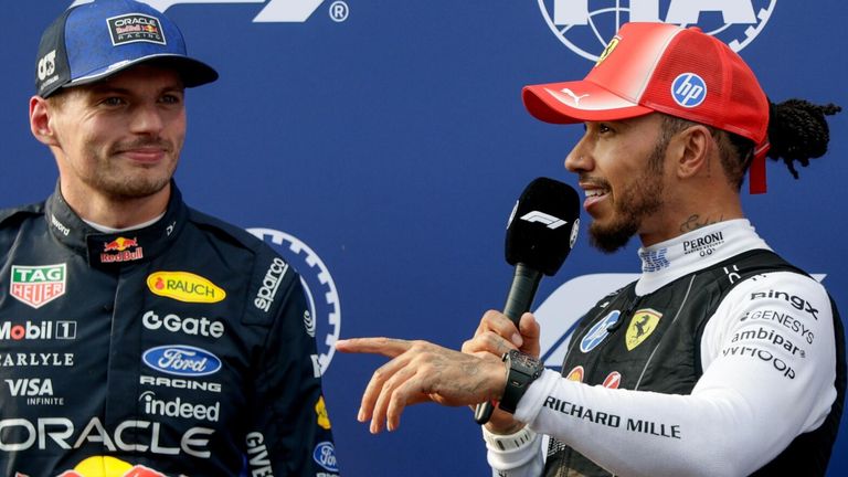 VERSTAPPEN Max (nld), Red Bull Racing Ford RB22, portrait HAMILTON Lewis (gbr), Scuderia Ferrari SF-26, portrait F1 GP 16 Bahrain 2026 in Malaysia qualifications, during the 2026 Formula 1 Bahrain Grand Prix in Malaysia, 16th round of the 2026 Formula One World Championship from October 2 to 4, 2026 on the Sepang International Circuit, in Sepang, Malaysia - Photo Jiri Krenek / Active Pictures Photo by: Hoch Zwei Photoagency/picture-alliance/dpa/AP Images