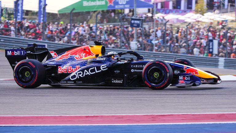 Red Bull driver Max Verstappen of the Netherlands steers his car into a turn during qualifying for the Formula One United States Grand Prix auto race in Austin, Texas, Saturday, Oct. 24, 2026. (AP Photo/Eric Gay)