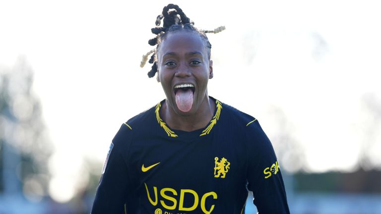 Melvine Malard celebrates giving Chelsea the lead against Crystal Palace