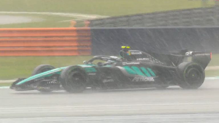 Merc in rain