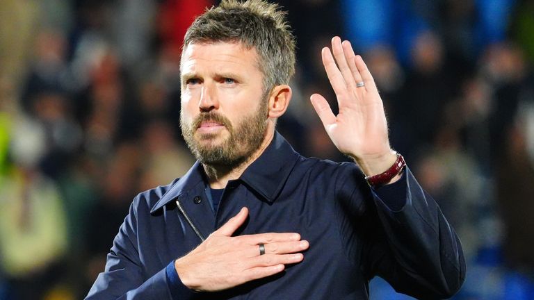 Manchester United manager Michael Carrick reacts following the UEFA Champions League match at the Giuseppe Sinigaglia Stadium, Como. Picture date: Wednesday October 21, 2026.
