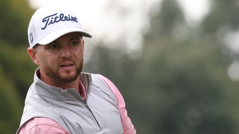 Michael Stewart tees off on the 18th during day one of the ISPS HANDA World Invitational at Galgorm Castle Golf Club in County Antrim, North