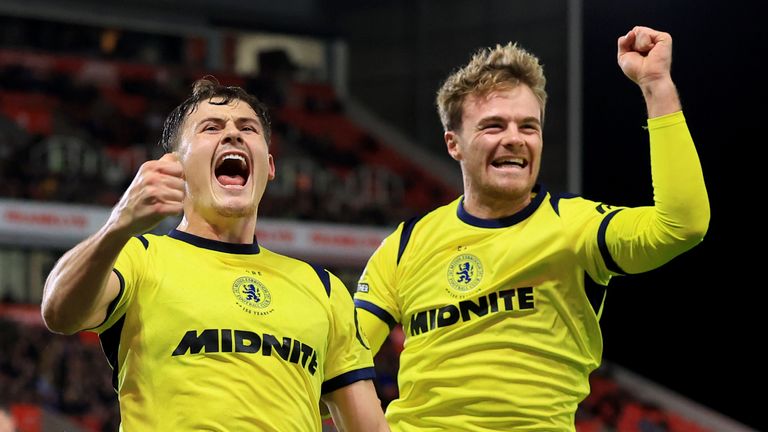 Will Lankshear (left) scored Middlesbrough's second at Stoke