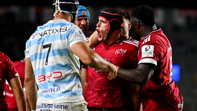 Brian Gleeson was among the try scorers as Munster beat Racing 92 in Cork on a day of emotion and tributes a decade on from the death of Anthony Foley 