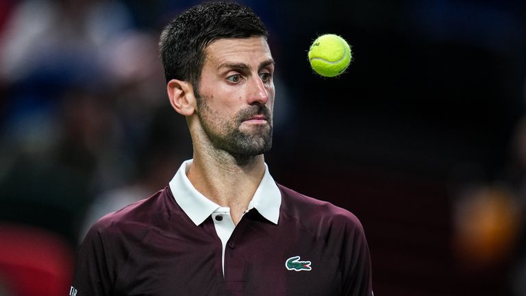SHANGHAI, CHINA - OCTOBER 09: Novak Djokovic of Serbia reacts in the Men's Singles Second Round match against Hubert Hurkacz of Poland on Da