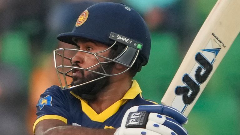 Sri Lanka's Pavan Rathnayake plays a shot during the tri-series one-day international cricket match between Pakistan and Sri Lanka 