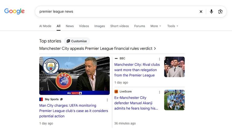 Google's search results can now be tailored using the 'Customise' button