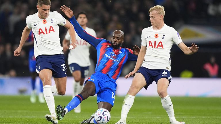 Jean-Philippe Mateta makes a reckless challenge on Micky van de Ven