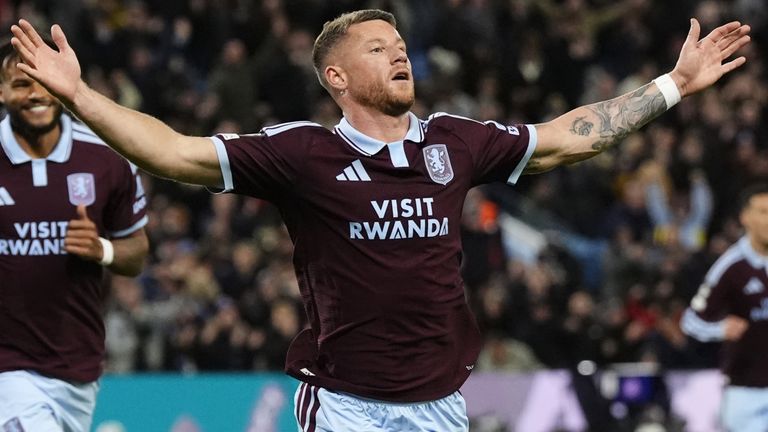 Ross Barkley headed in Aston Villa's opening goal against Viking