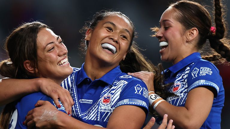 Samoa run in 14 tries during their one-side victory over Wales on Friday 