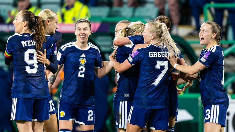 Scotland Women celebrate scoring