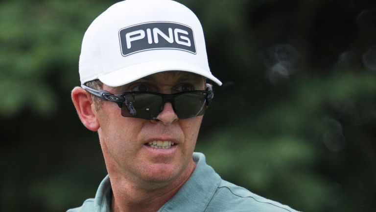 Seamus Power, of Ireland, reacts to his shot at the second tee during the final round of the 3M Open 