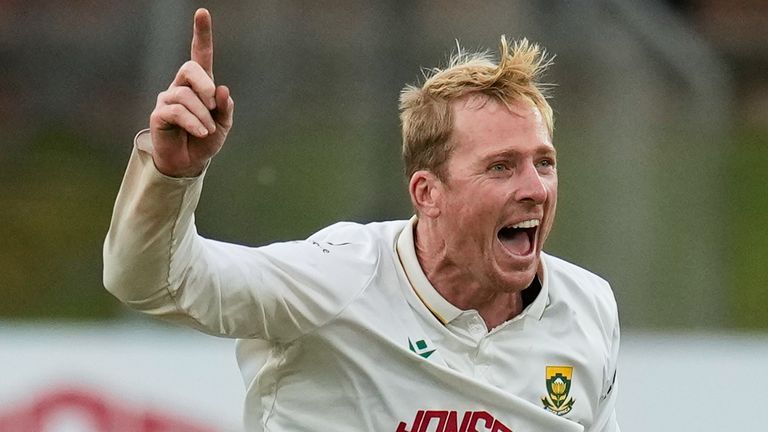 South Africa's Simon Harmer (AP Photo/Themba Hadebe)
