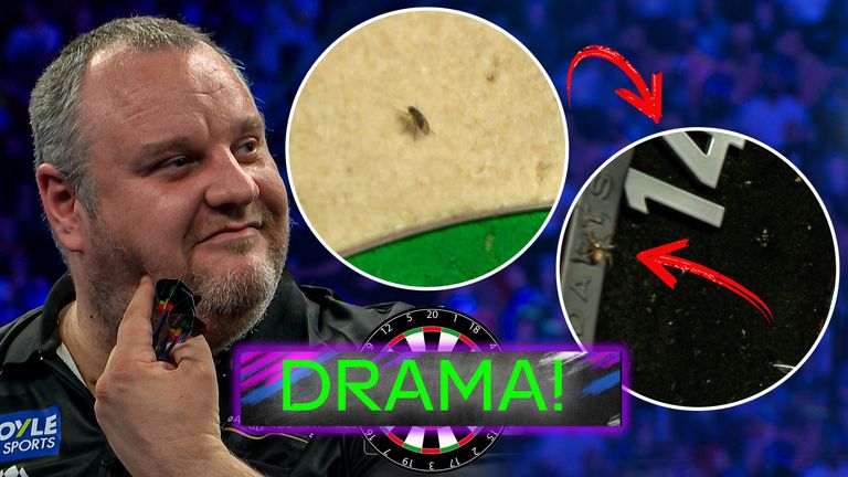 Fly and a spider both crawl on board at World Grand Prix Darts