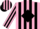 Silk - Hot pink, black diamond emblem on back, black diamond stripes on