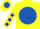 Silk - Yellow, Royal Blue disc, Emblem (Unicorn), Blue Stars on Sleeves