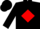 Silk - BLACK, white 'P' in red diamond frame, red, white & black diamo