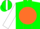 Silk - Green, White 'C' on Orange disc, Orange Stripe on White Sleeves, Orang