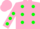 Silk - Hot Pink, Green H and spots, Green spots on Sleeves, Pink Cap