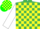 Silk - EMERALD GREEN & YELLOW CHECK, white sleeves, em. green & yellow check cap