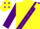 Silk - Yellow, Black Circled JP, Purple Sash, Yellow Diamonds on Purple Sleeves
