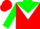 Silk - RED, green yoke, white chevron, white chevron on green sleeves red