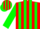 Silk - Red & Green, Black 'T', White and Green Block, Red and Green Stripes on sleeves