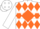 Silk - White, orange diamond hoop, orange diamonds on white sleeves