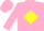 Silk - Pink, black ' T C ' on yellow diamond, yellow str