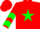 Silk - Red, Green Star, Green Chevrons on Sleeves