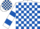 Silk - White and royal blue check, hooped sleeves
