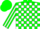 Silk - Green and White Blocks, Green Sleeves, White Stripes, Green Cap
