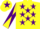 Silk - Yellow, Purple stars, diabolo on sleeves, Yellow cap, Purple star