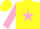 Silk - Yellow, Pink Star, Pink Cuffs on Sleeves, Yellow Cap