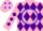 Silk - Pink, Purple 'L' in Blue Circle, Purple Diamonds