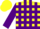 Silk - Yellow, Purple Blocks, Purple Stripes and Cuffs on Sleeves, Yellow Ca