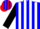 Silk - Blue and Red Vertical Halves, White Stripes on Black Sleeves, Blue