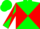 Silk - Green and Red diabolo, Green and Red Diagonally Quartered