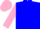Silk - Blue, Blue R on Pink Block, Pink Sleeves, Pink Cap