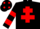 Silk - BLACK, red cross of lorraine, hooped sleeves, black cap, red spots