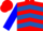 Silk - Red, Royal Blue Chevrons, Blue Cuffs on Sleeves, Red