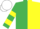 Silk - Emerald Green and Yellow (halved), hooped sleeves, White cap