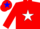 Silk - Red and White, White 'JG' in Blue Star, White Star on Blue S