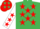 Silk - Emerald Green, Red stars, White sleeves, Red stars
