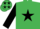 Silk - Emerald Green, Black star, sleeves and stars on cap