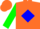 Silk - Fluorescent Orange, Cobalt Blue Diamond, Fluorescent Green Sleeves