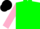Silk - Green, Pink sleeves, black cap
